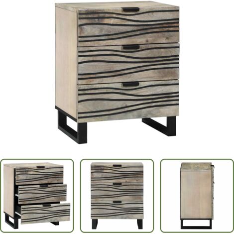 Comodino in legno -  Armadio da Notte con cassetto Bianco e Nero 50 x 33 x 62 cm