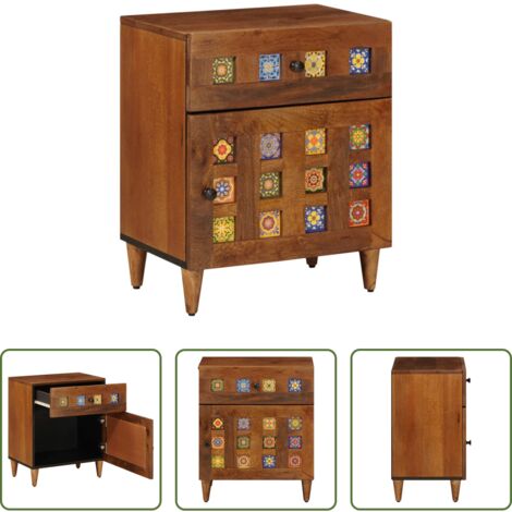 Comodino in legno -  Armadio da Notte con cassetto Marrone 50 x 33 x 60 cm
