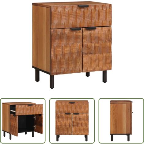 Comodino in legno -  Armadio da Notte con cassetto Marrone 50 x 33 x 60 cm