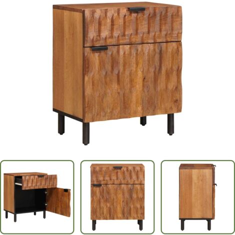 Comodino in legno -  Armadio da Notte con cassetto Marrone 50 x 33 x 60 cm