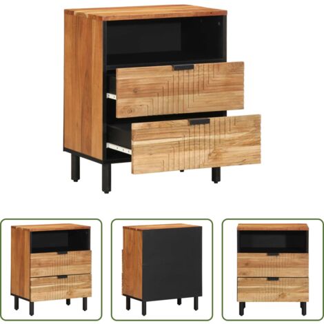 Comodino in legno -  Armadio da Notte con cassetto Marrone 50 x 33 x 62 cm