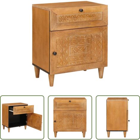 Comodino in legno -  Armadio da Notte con cassetto Marrone Chiaro 50 x 33 x 60 cm