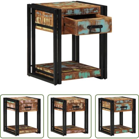 Comodino in legno -  Armadio da Notte con cassetto Multicolore 40 x 40 x 50 cm