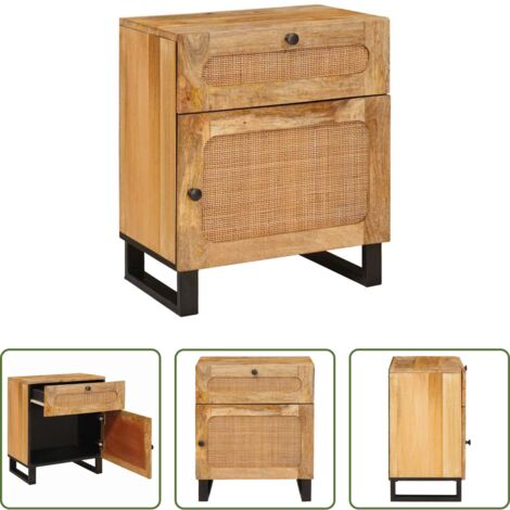 Comodino in legno -  Armadio da Notte con cassetto Naturale 50 x 33 x 60 cm