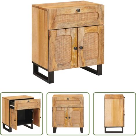 Comodino in legno -  Armadio da Notte con cassetto Naturale 50 x 33 x 60 cm