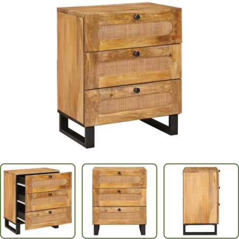 Comodino in legno -  Armadio da Notte con cassetto Naturale 50 x 33 x 62 cm