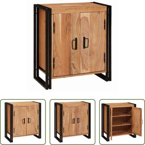 Comodino in legno -  Armadio da Notte Marrone legno massello di acacia