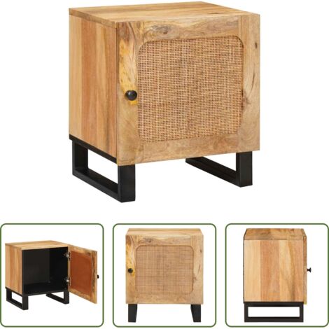 Comodino in legno -  Armadio da Notte Naturale 40 x 33 x 46 cm