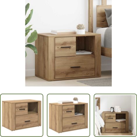 Comodino in legno -  Armadio da Notte Rovere artigianale 35 x 60 x 50 cm