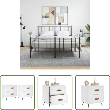 Comodino in legno -  Comodini 2 pz Bianchi 40x35x47,5 cm in Legno Multistrato