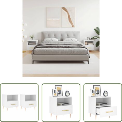Comodino in legno -  Comodini 2 pz Bianchi 40x35x47,5 cm in Legno Multistrato