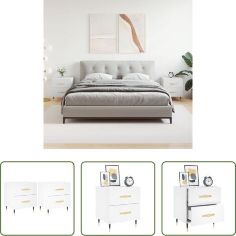 Comodino in legno -  Comodini 2 pz Bianchi 40x35x47,5 cm in Legno Multistrato