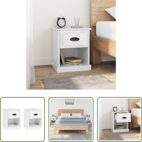 Comodino in legno -  Comodini 2 pz Bianco Lucido 39x39x47,5 cm in Legno Multistrato