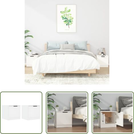 Comodino in legno -  Comodini 2 pz Bianco Lucido 40x39x40 cm