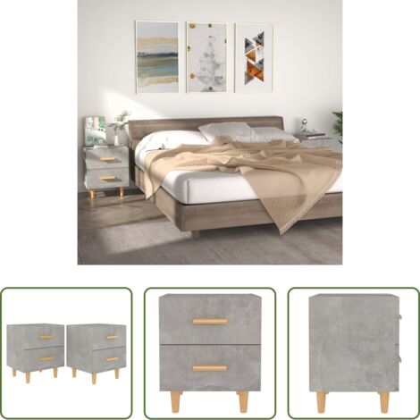 Comodino in legno -  Comodini 2 pz Grigio Cemento 40x35x47,5 cm