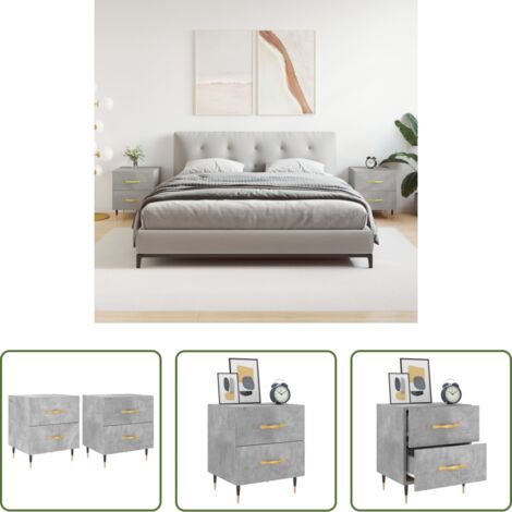 Comodino in legno -  Comodini 2 pz Grigio Cemento 40x35x47,5 cm in Legno Multistrato