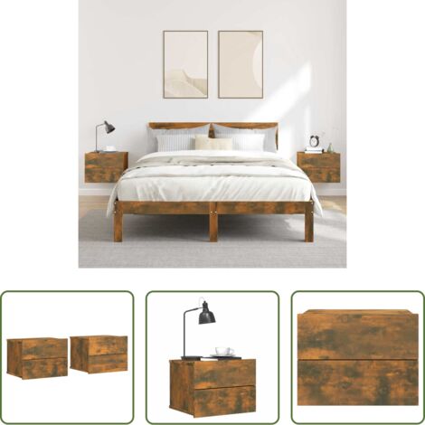 Comodino in legno -  Comodini Rovere Fumo 2 pz 40x30x30 cm Legno Multistrato