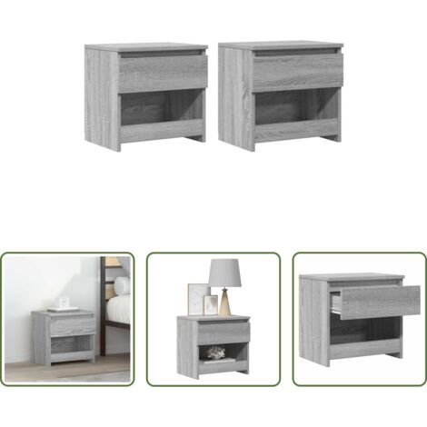 Comodino in legno -  Comodini Rovere Grigio 2pz 40x30x39 cm Legno Ingegnerizzato