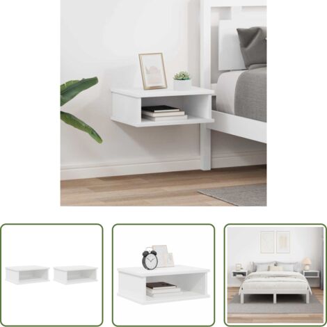 Comodino in legno -  Comodino 2 pcs Bianco 40 x 31 x 15 cm Legno multistrato