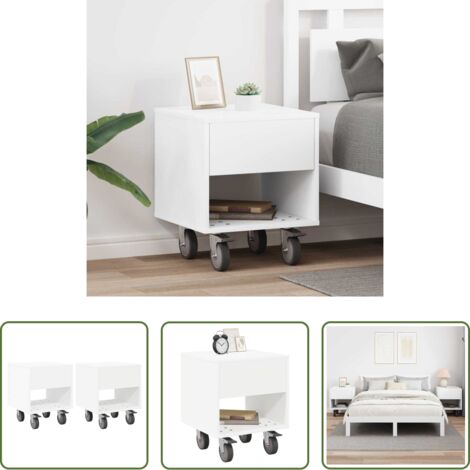 Comodino in legno -  Comodino 2 pcs Bianco 40,5 x 40 x 48 cm Legno multistrato