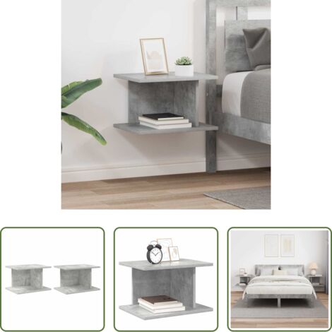 Comodino in legno -  Comodino 2 pcs Grigio cemento 40 x 30 x 25 cm Legno multistrato