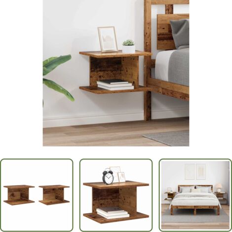 Comodino in legno -  Comodino 2 pcs Legno vecchio 40 x 30 x 25 cm Legno multistrato