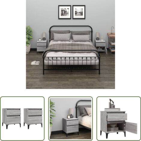 Comodino in legno -  Comodino 2 pz Grigio Sonoma 40x35x50 cm