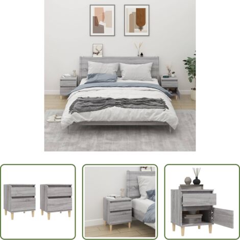 Comodino in legno -  Comodino 2 pz Grigio Sonoma 40x35x50 cm