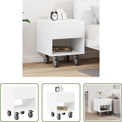 Comodino in legno -  Comodino Bianco 40,5 x 40 x 48 cm Legno multistrato
