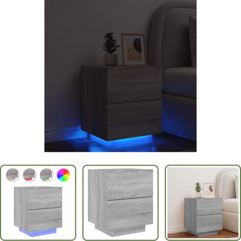 Comodino in legno -  Comodino con Luci LED Grigio Sonoma in Legno Multistrato
