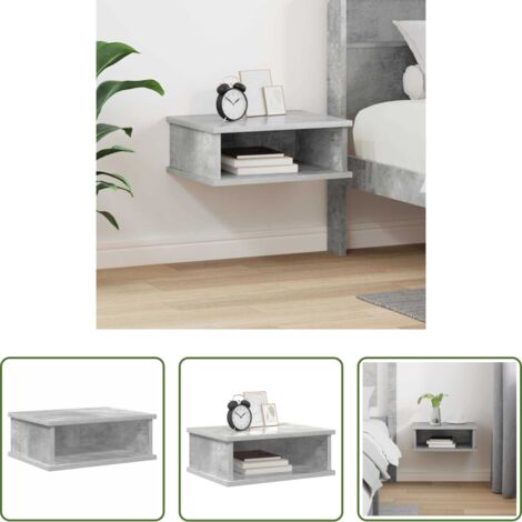 Comodino in legno -  Comodino Grigio cemento 40 x 31 x 15 cm Legno multistrato