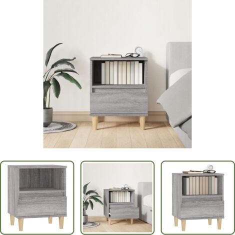 Comodino in legno -  Comodino Grigio Sonoma 40x35x50 cm