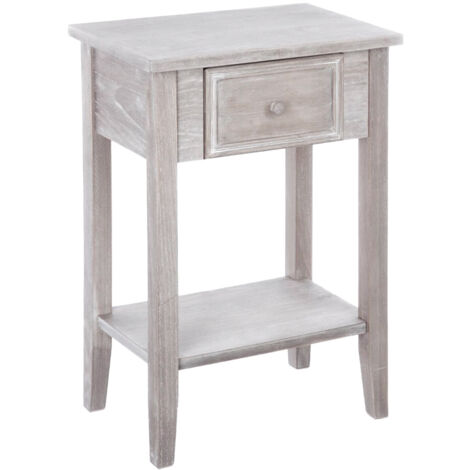 Comodino in Legno con 1 Cassetto 45x67x30cm Bianco