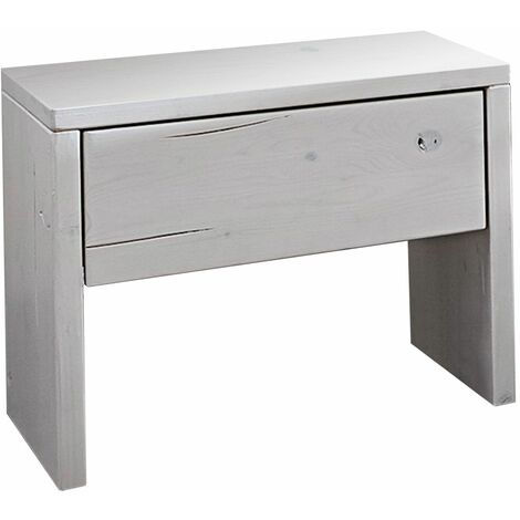 comodino in legno di Abete 50x33x45 bianco laccato BALKENMÖBEL 700