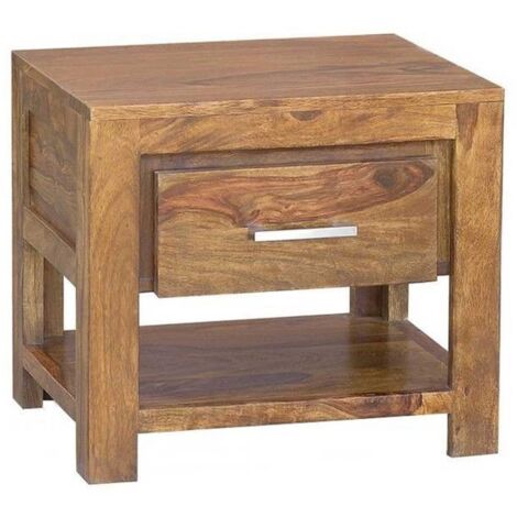 comodino in legno di Sheesham / palissandro 50x40x45 miele laccato METRO LIFE 127