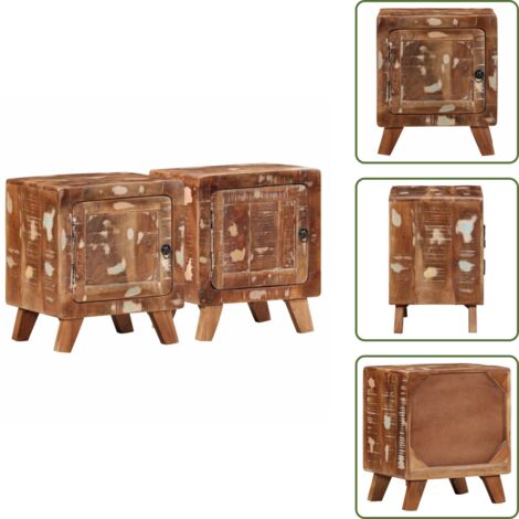 Comodino in legno di teak - vidaXL Comodini 2pz 40x32x46 cm in Legno Massello di Recupero - Comodino in legno di mango