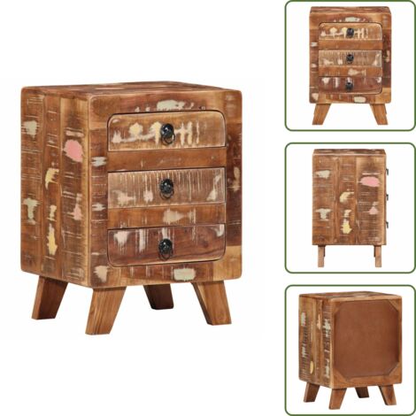Comodino in legno di teak - vidaXL Comodino 37x32x50 cm in Legno Massello di Recupero - Comodino in legno di mango
