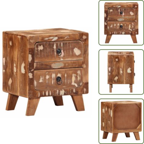 Comodino in legno di teak - vidaXL Comodino 40x32x46 cm in Legno Massello di Recupero - Comodino in legno di mango