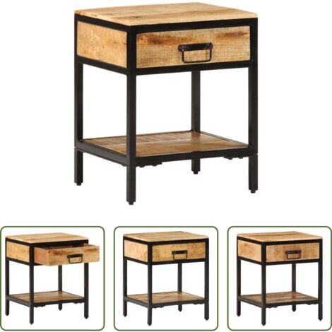 Comodino in legno mango -  Comodino con cassetto Marrone 40 x 35 x 50 cm