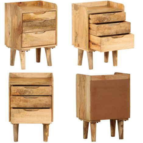 Comodino in Legno Massello di Mango 40x30x59,5 cm - Comodino retro - Comodino in mango