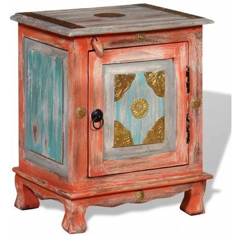 Comodino in Legno Massello di Mango Arancione vidaXL