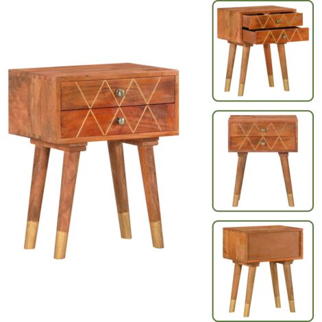 Comodino in legno massello - vidaXL Comodino 40x30x58 cm in Legno Massello di Mango - Comodino con finitura lucida