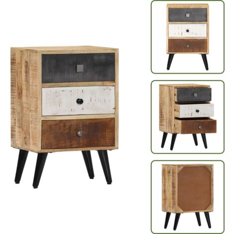 Comodino in legno massello - vidaXL Comodino 40x30x60 cm in Legno Massello di Mango - Comodino con finitura lucida