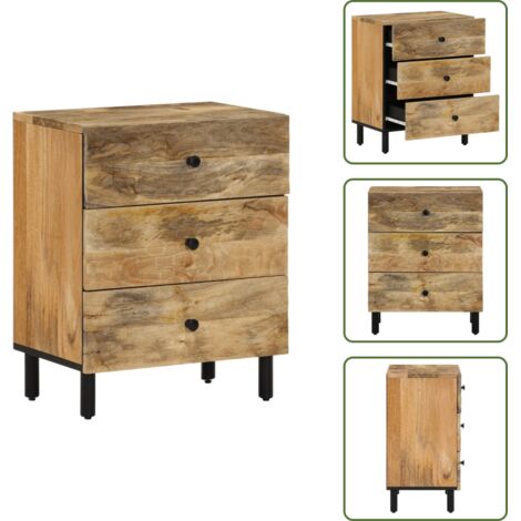 Comodino in legno massello - vidaXL Comodino 50x33x60 cm in Legno Massello di Mango -