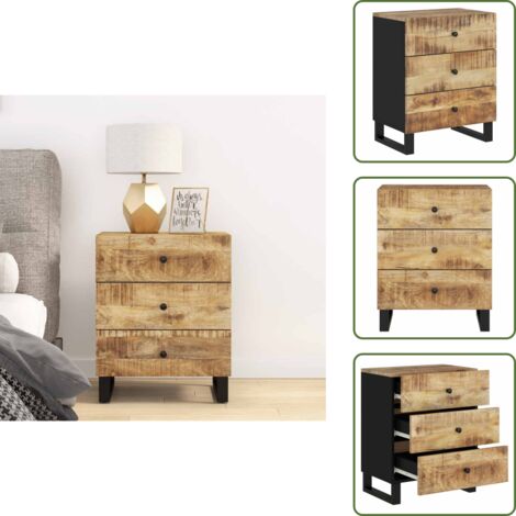 Comodino in legno massello - vidaXL Comodino 50x33x62cm Legno Massello di Mango e Legno Multistrato - Comodino con piano