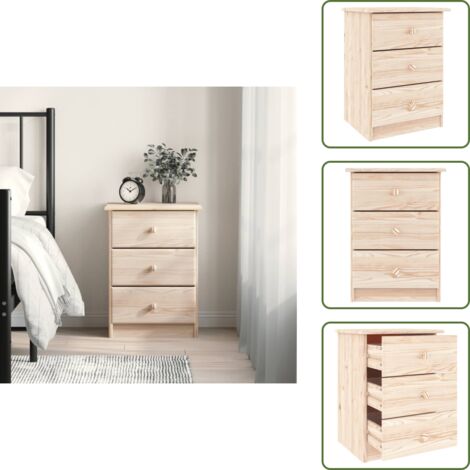 Comodino in legno massello - vidaXL Comodino ALTA 41x35x55,5 cm in Legno Massello di Pino - Comodino con cassetti