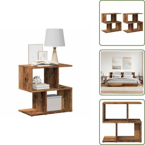 Comodino in legno multistrato - vidaXL Comodini 2 pz in Legno Vecchio 50x30x51,5 cm Legno Multistrato -
