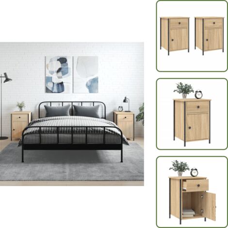 Comodino in legno multistrato - vidaXL Comodini 2 pz Rovere Sonoma 40x42x60 cm in Legno Multistrato - Comodino con vite regolabile