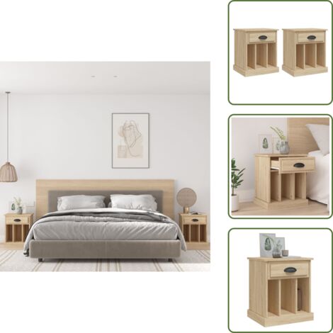 Comodino in legno multistrato - vidaXL Comodini 2 pz Rovere Sonoma 43x36x50 cm - Comodino rovere sonoma