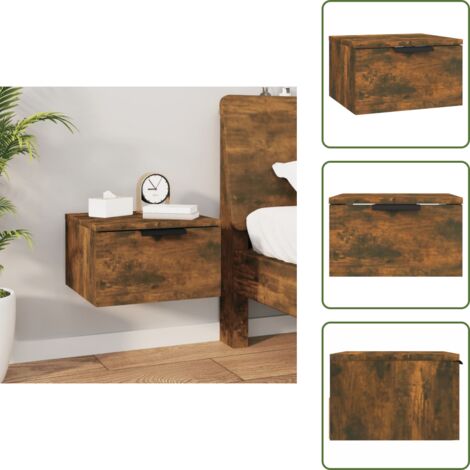 Comodino in legno multistrato - vidaXL Comodino a Muro Rovere Fumo 34x30x20 cm - Comodino in Rovere Fumo